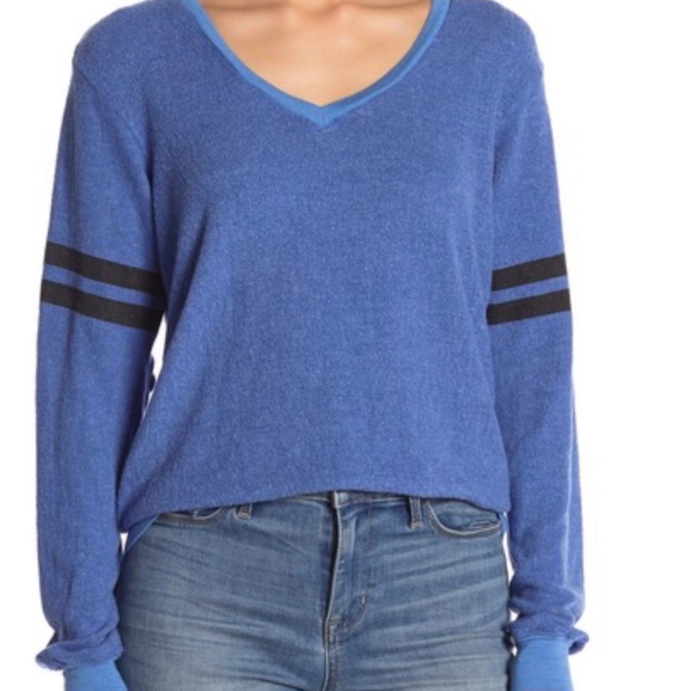 Wildfox blue varsity stripped v neck sweatshirt